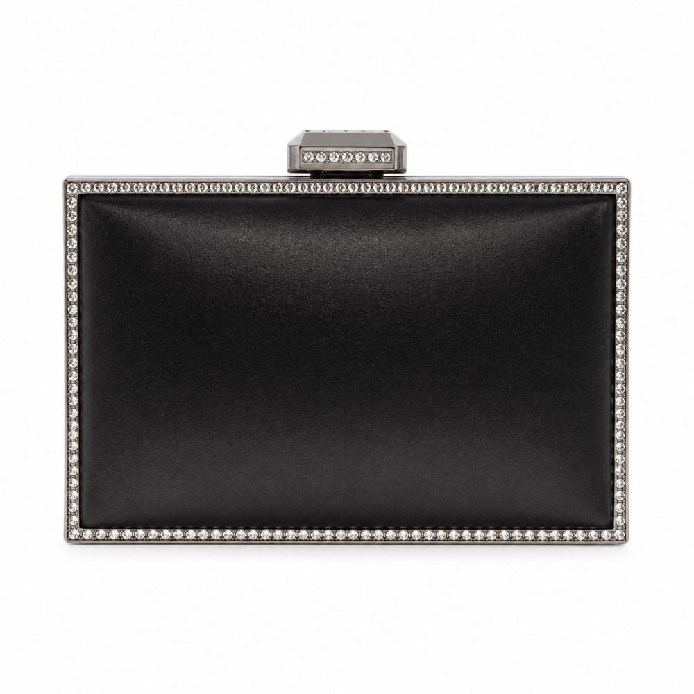 Krasceva Luxe Crystal Frame Evening Clutch Bag – Black, Gold & Silver