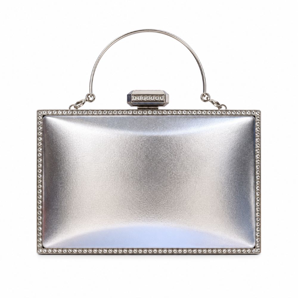 Krasceva Luxe Crystal Frame Evening Clutch Bag – Black, Gold & Silver