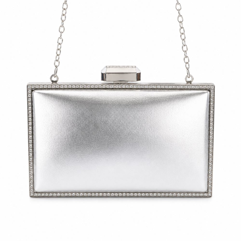 Krasceva Luxe Crystal Frame Evening Clutch Bag – Black, Gold & Silver