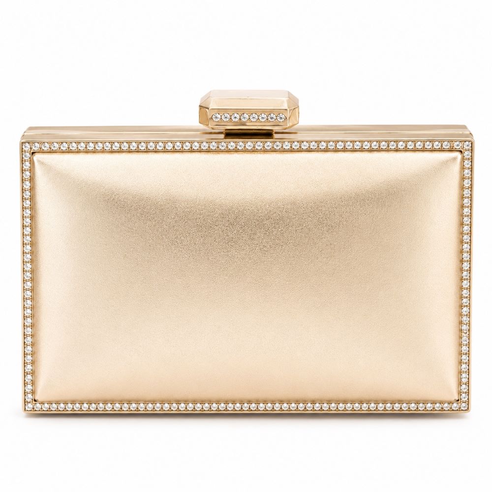 Krasceva Luxe Crystal Frame Evening Clutch Bag – Black, Gold & Silver