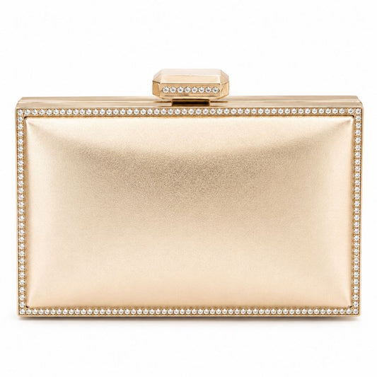Krasceva Luxe Crystal Frame Evening Clutch Bag – Black, Gold & Silver
