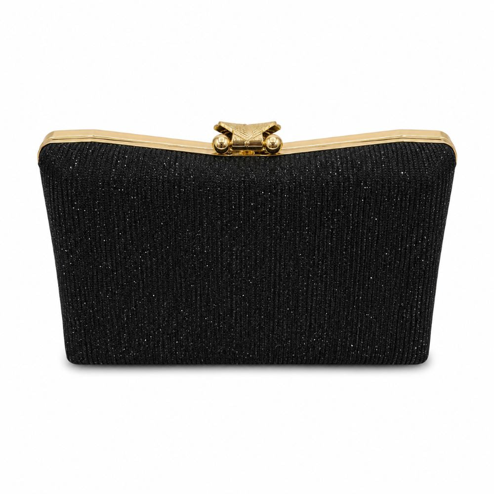 EB033 Black Glitter Evening Clutch - Back