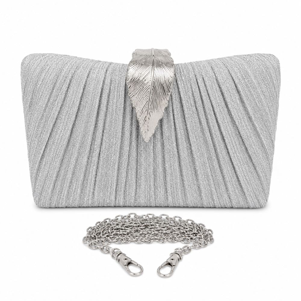 EB033 Silver Glitter Evening Clutch - Front
