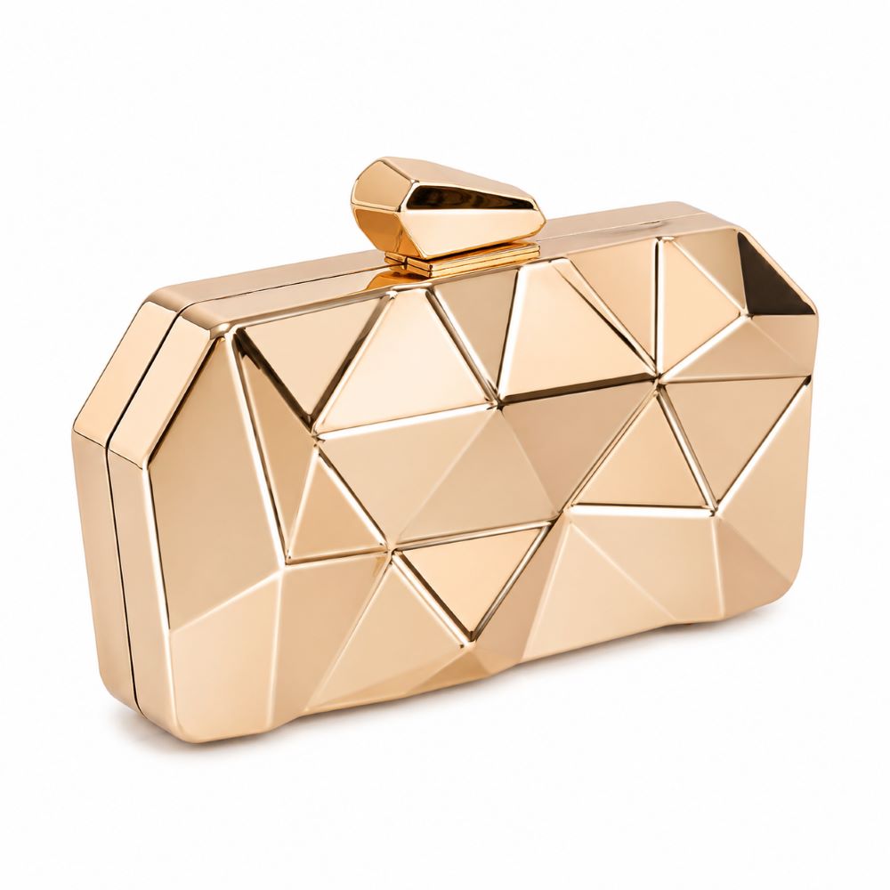Krasceva Geometric Metallic Clutch Bag – 3 Colors Available