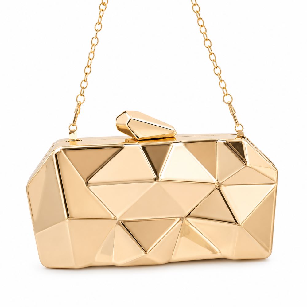 Krasceva Geometric Metallic Clutch Bag – 3 Colors Available