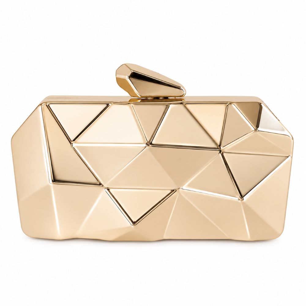Krasceva Geometric Metallic Clutch Bag – 3 Colors Available