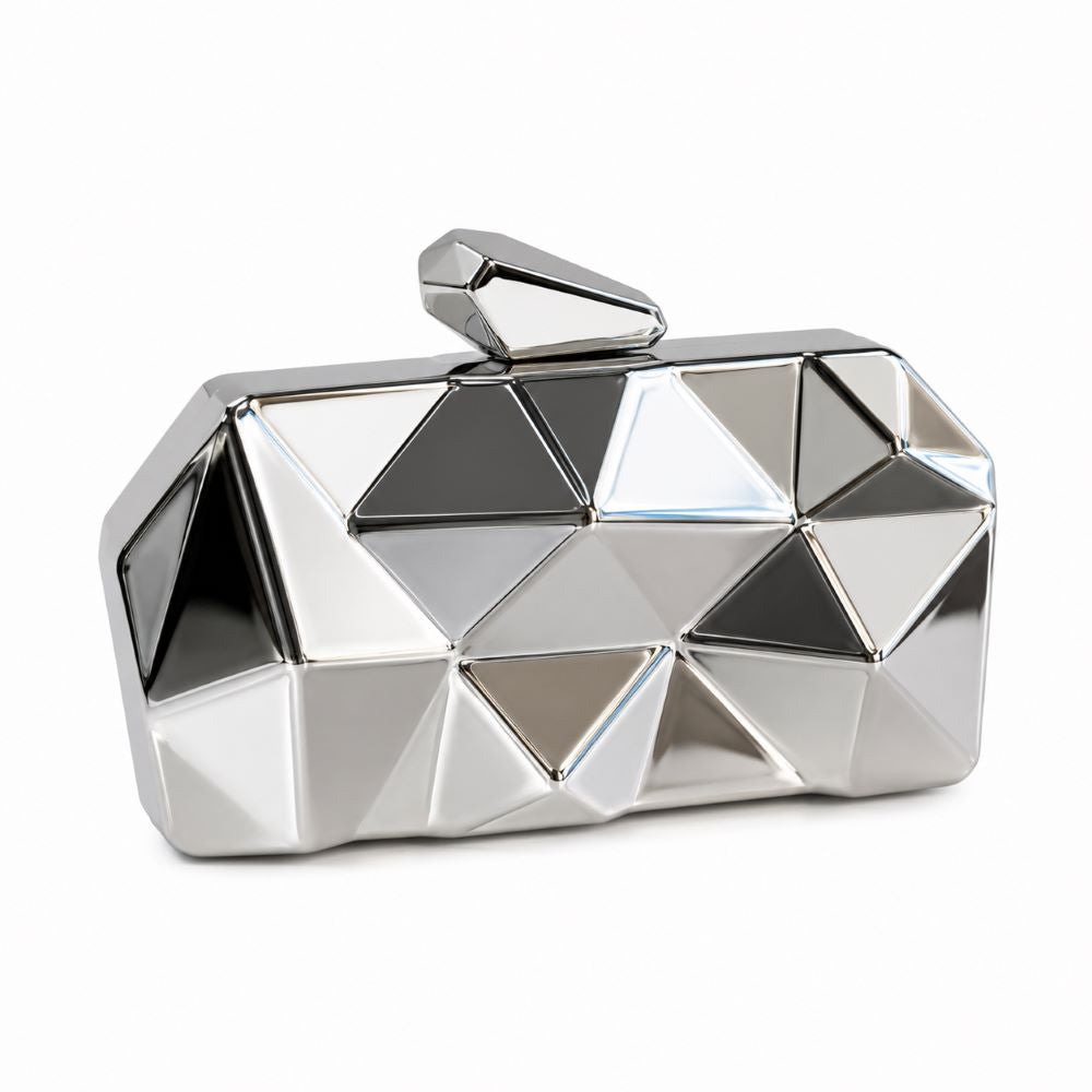 Krasceva Geometric Metallic Clutch Bag – 3 Colors Available