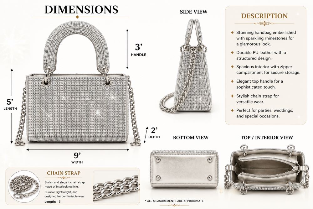 Luxury Rhinestone Evening Handbag with Chain Strap