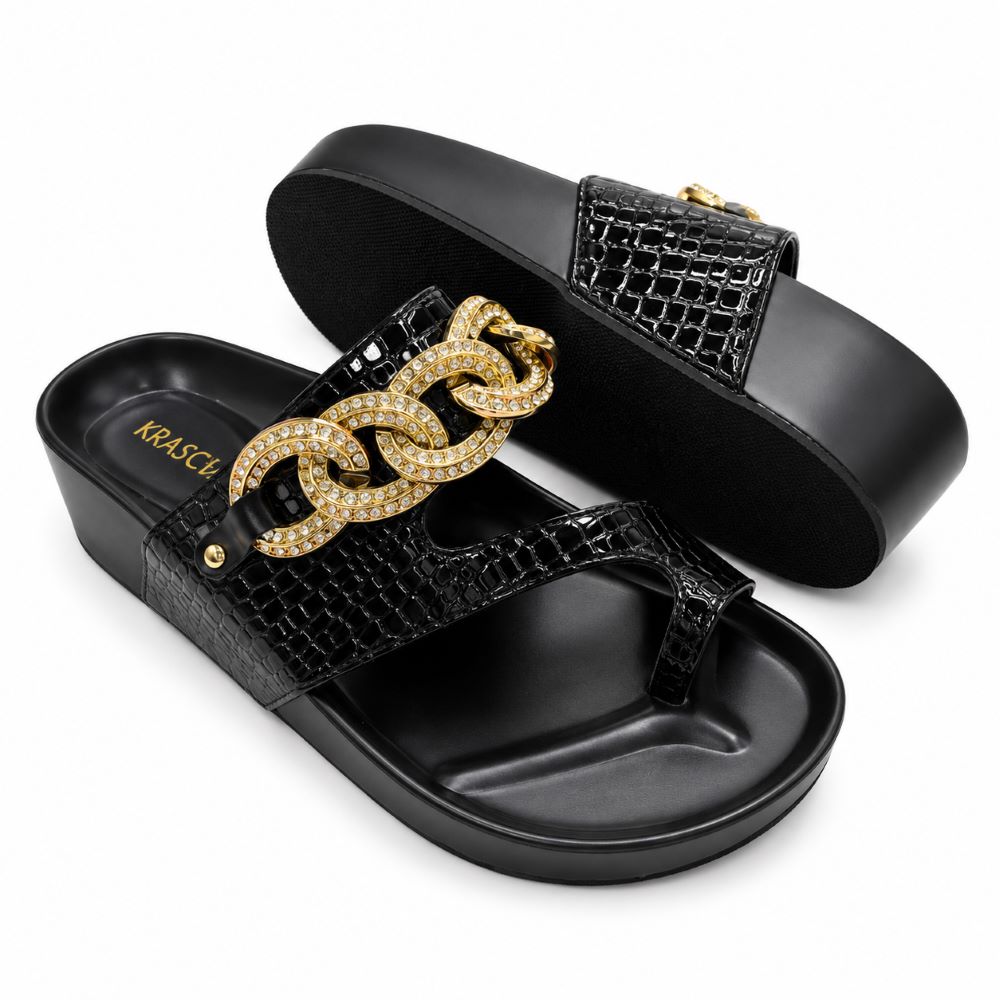 KRASCEVA Chain Detail Wedge Sandals