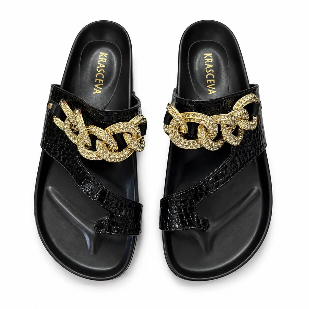 KRASCEVA Chain Detail Wedge Sandals