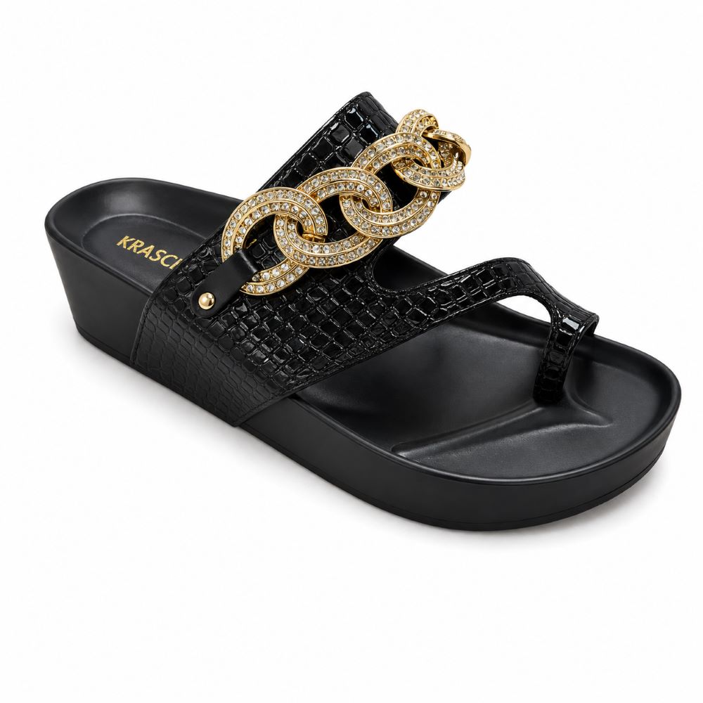 KRASCEVA Chain Detail Wedge Sandals