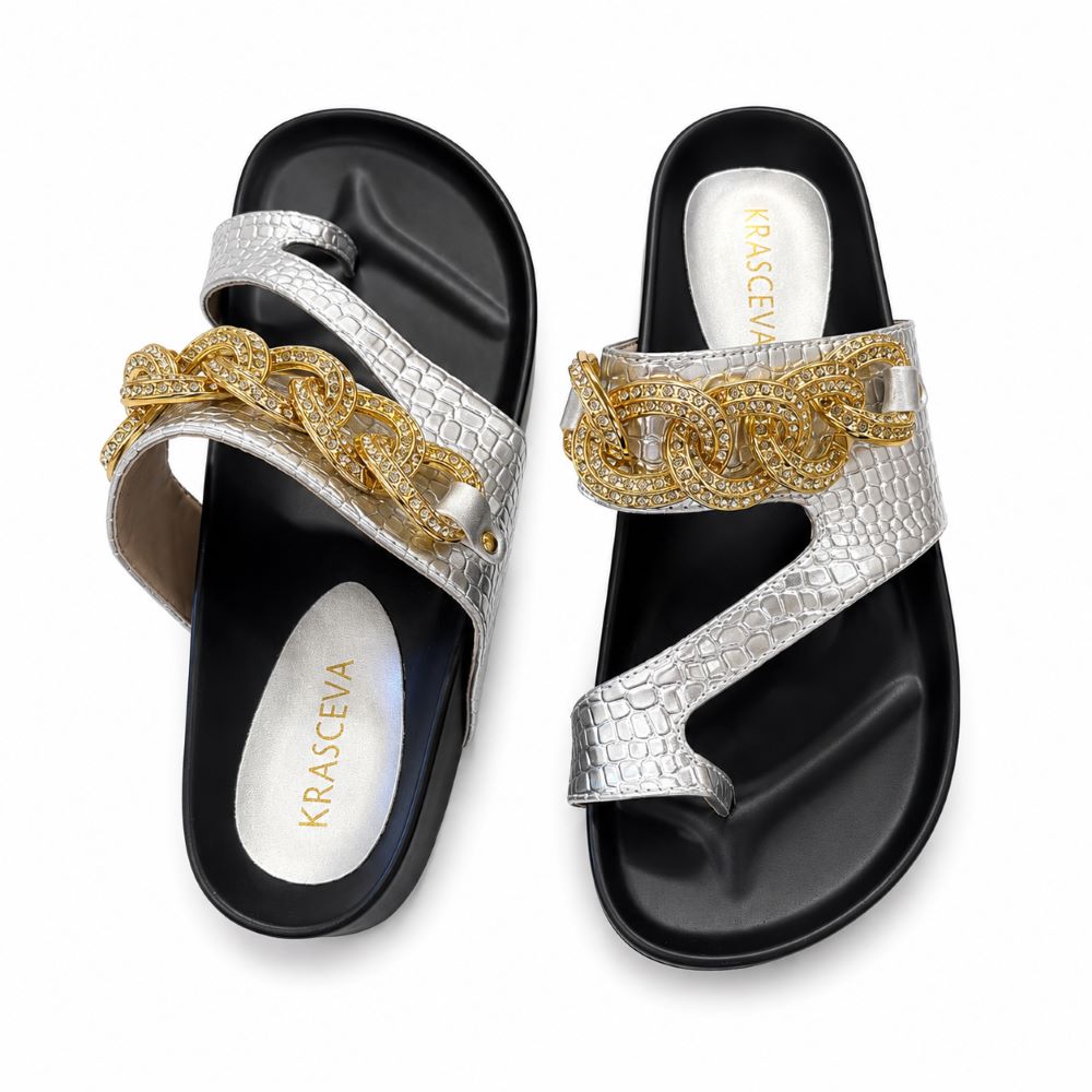 KRASCEVA Chain Detail Wedge Sandals