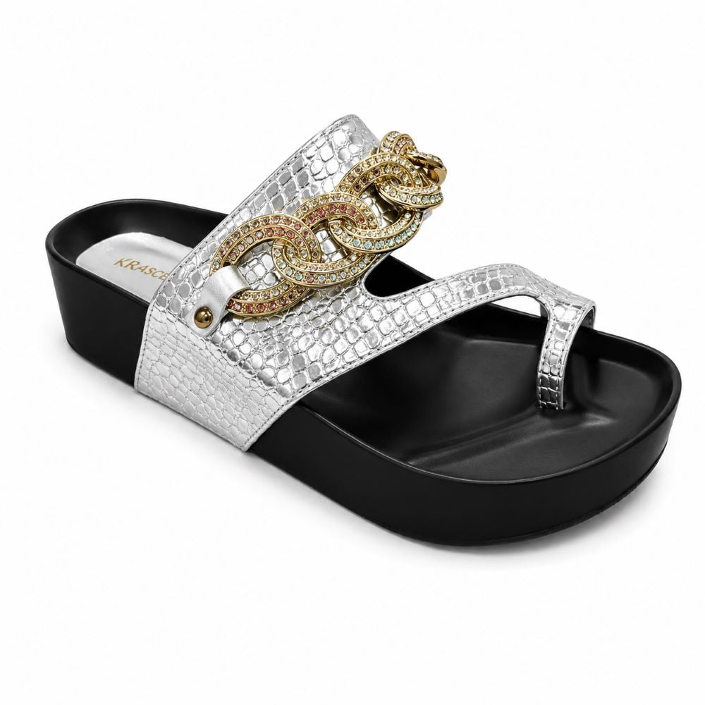 KRASCEVA Chain Detail Wedge Sandals