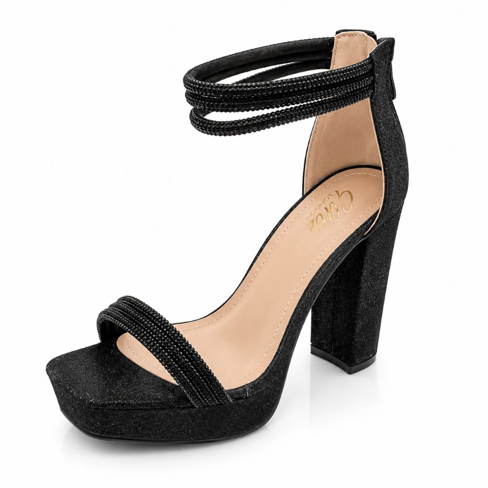 Glitz London Rhinestone Platform Heels