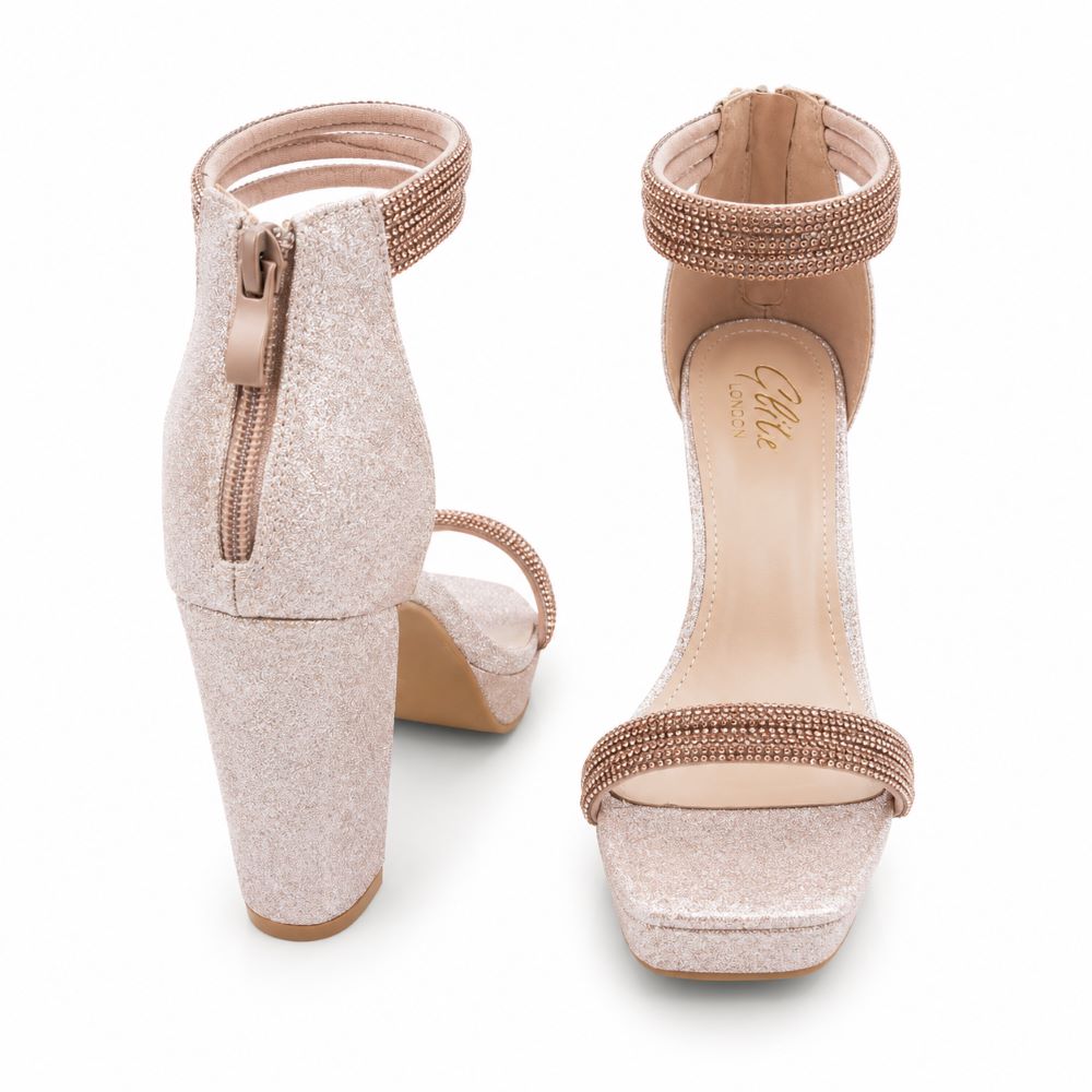 Glitz London Rhinestone Platform Heels