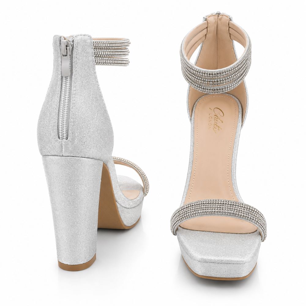 Glitz London Rhinestone Platform Heels
