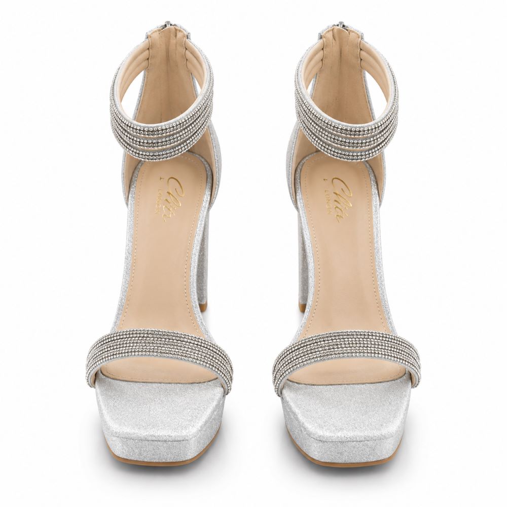 Glitz London Rhinestone Platform Heels
