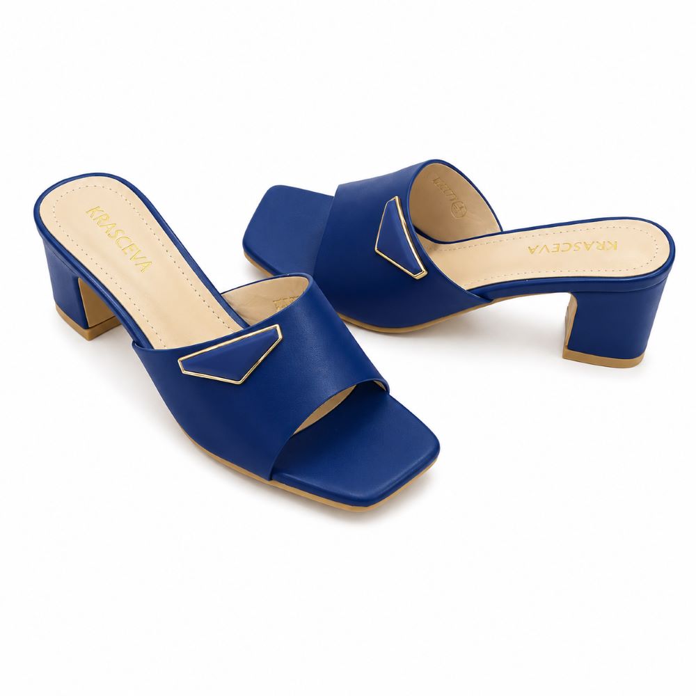 KRASCEVA Geometric Accent Block Heel Slides