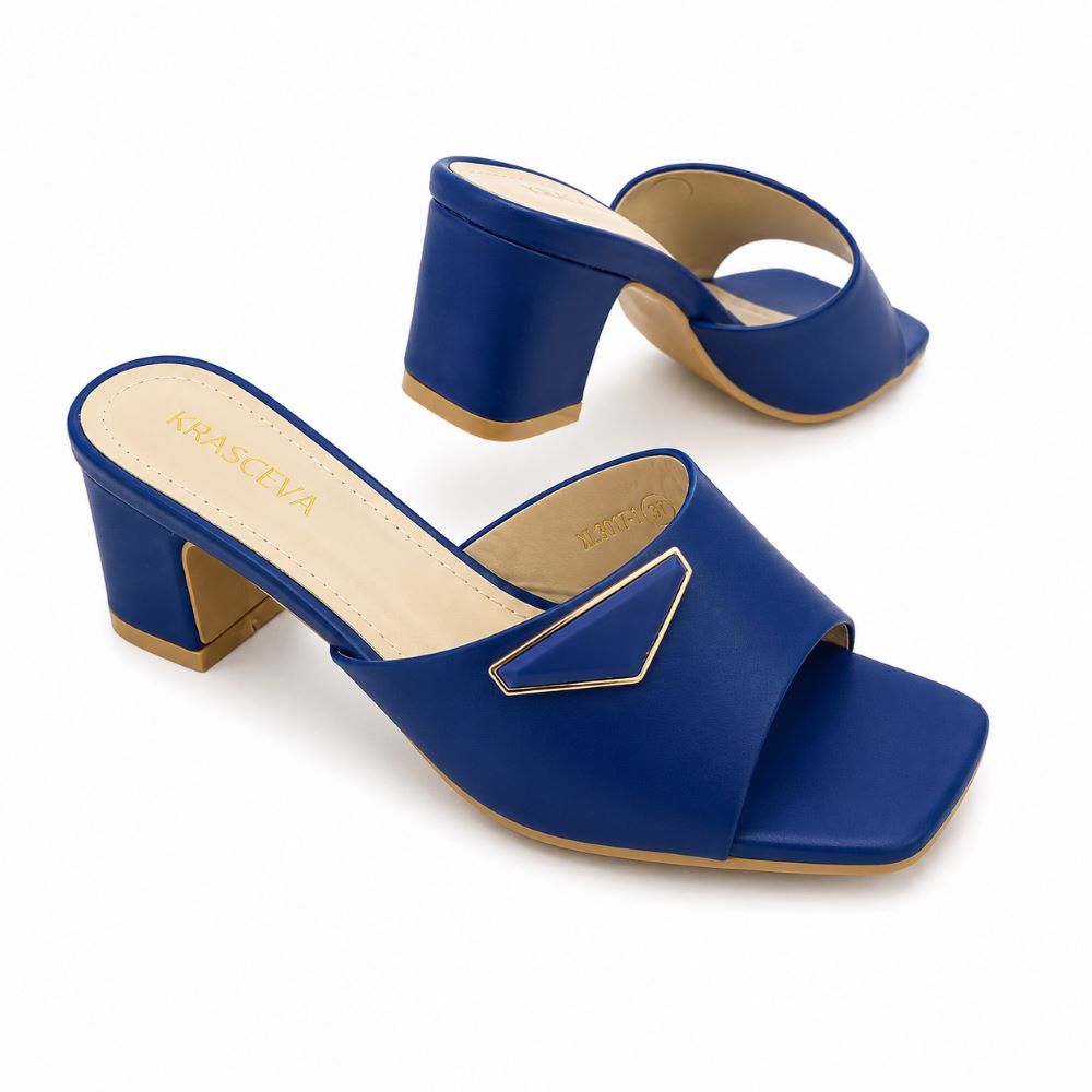 KRASCEVA Geometric Accent Block Heel Slides