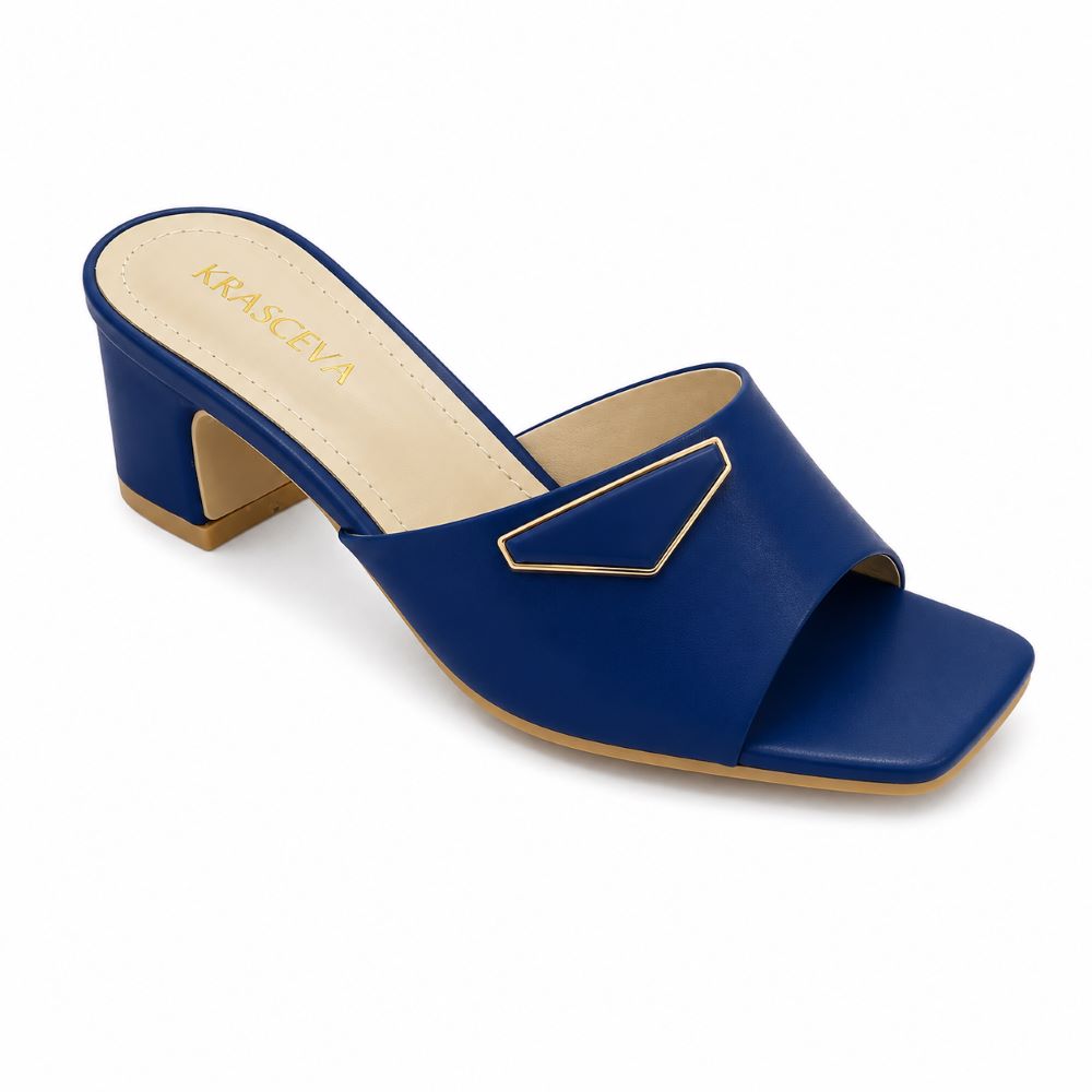 KRASCEVA Geometric Accent Block Heel Slides