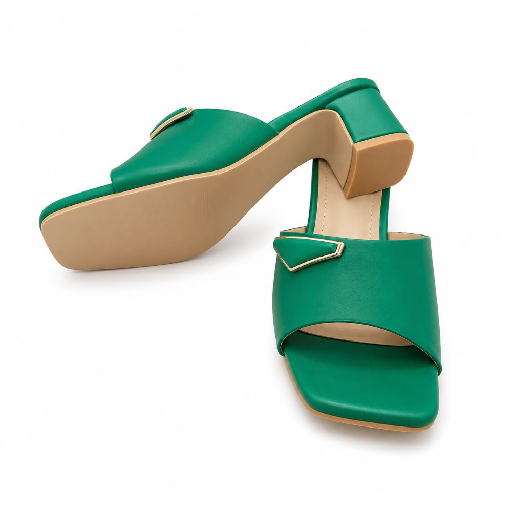 KRASCEVA Geometric Accent Block Heel Slides