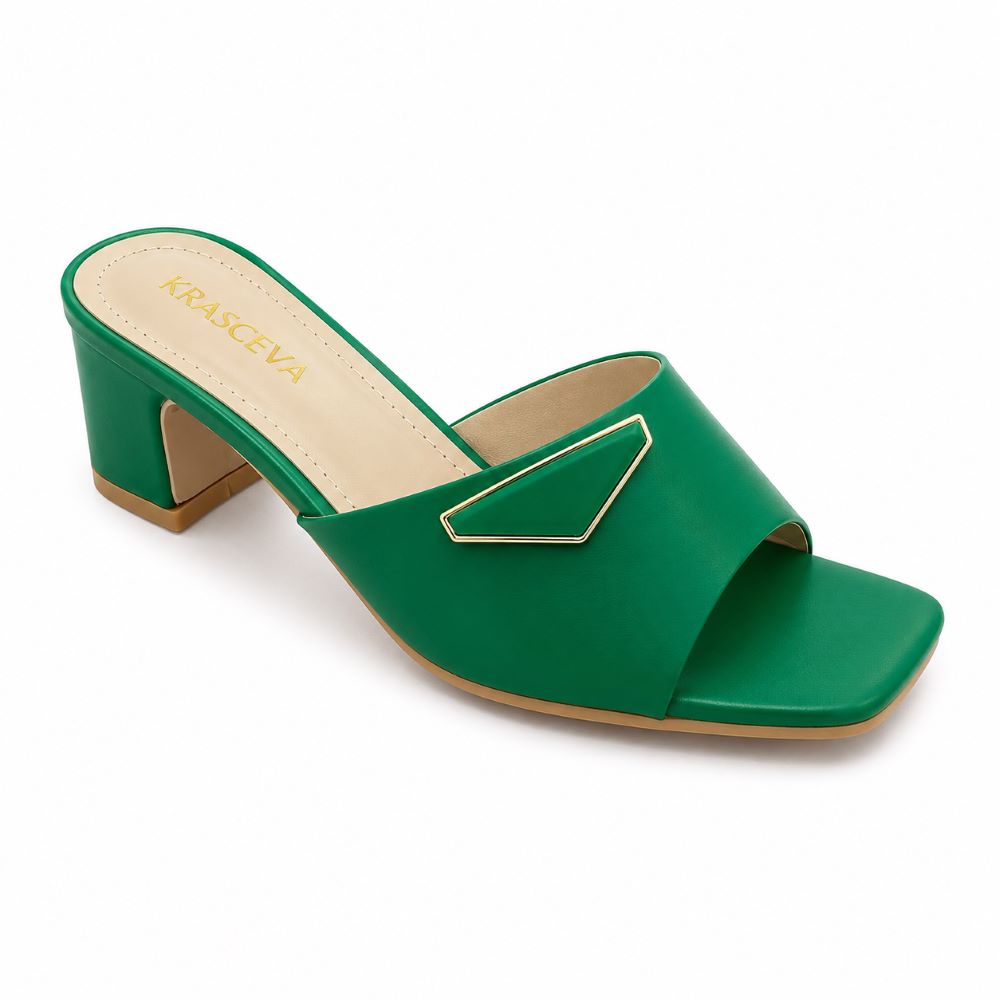 KRASCEVA Geometric Accent Block Heel Slides