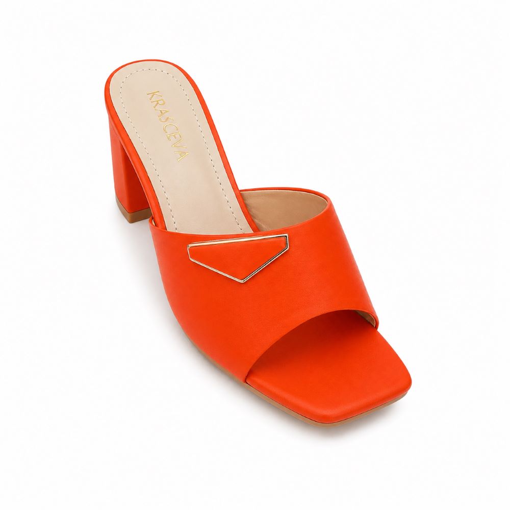 KRASCEVA Geometric Accent Block Heel Slides