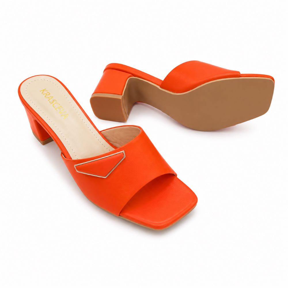 KRASCEVA Geometric Accent Block Heel Slides
