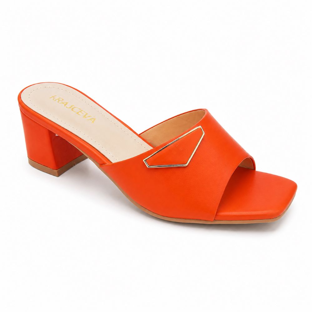 KRASCEVA Geometric Accent Block Heel Slides