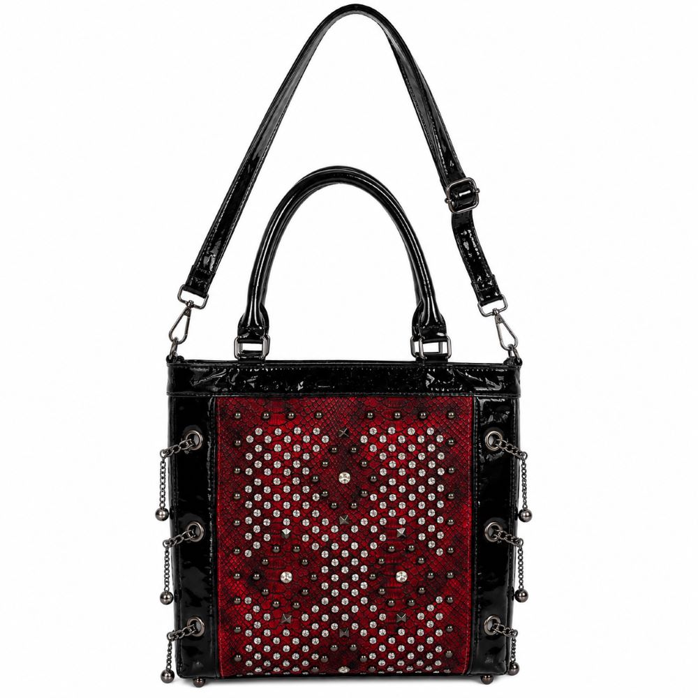 Glam Studded Snake Print Tote Bag
