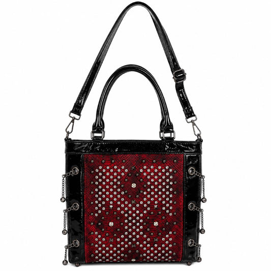 Glam Studded Snake Print Tote Bag