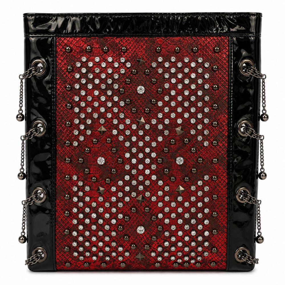 Glam Studded Snake Print Tote Bag