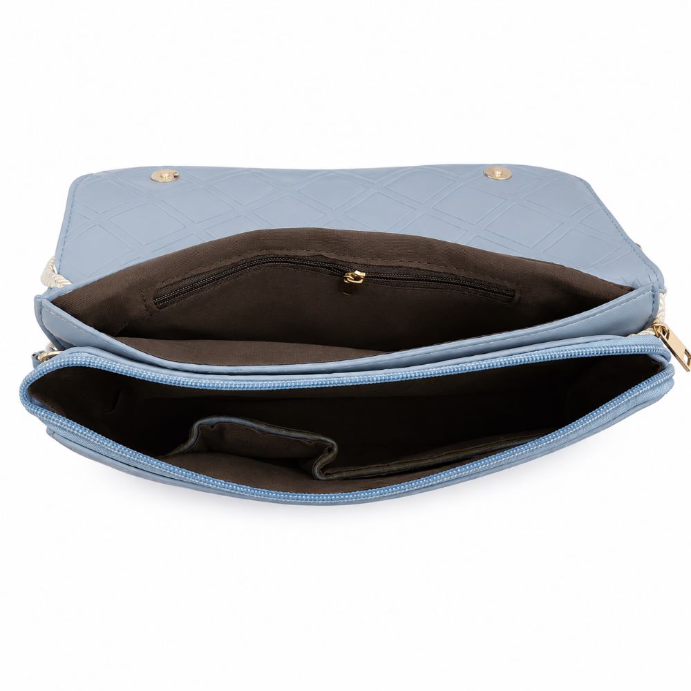 Crystal Embellished Quilted Clutch with Pearl Handle