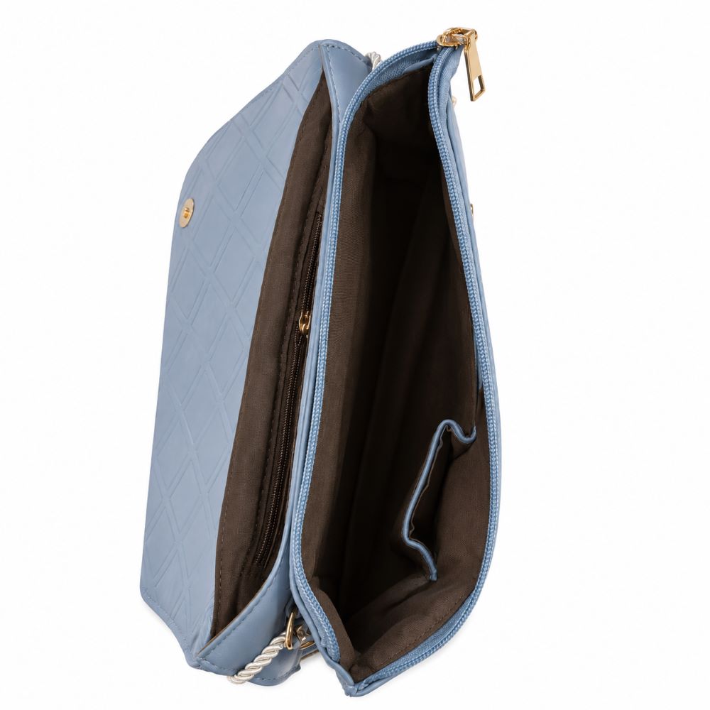 Crystal Embellished Quilted Clutch with Pearl Handle