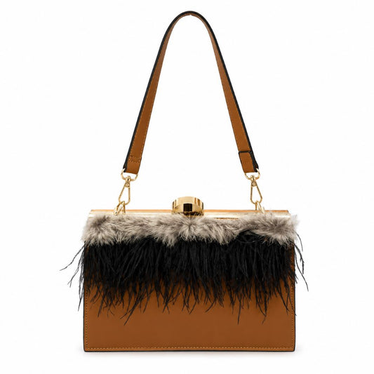 Luxury Faux Fur Frame Clutch Bag