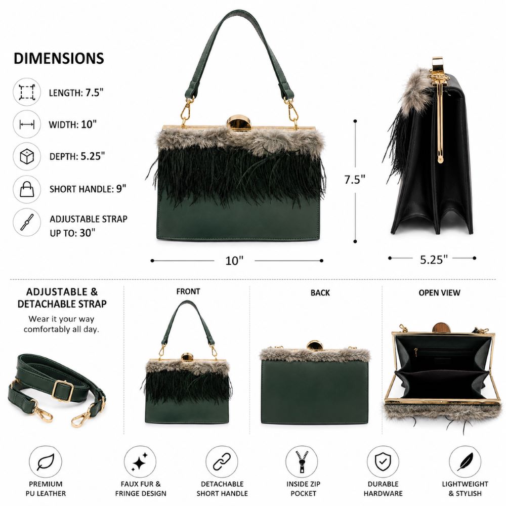 Luxury Faux Fur Frame Clutch Bag