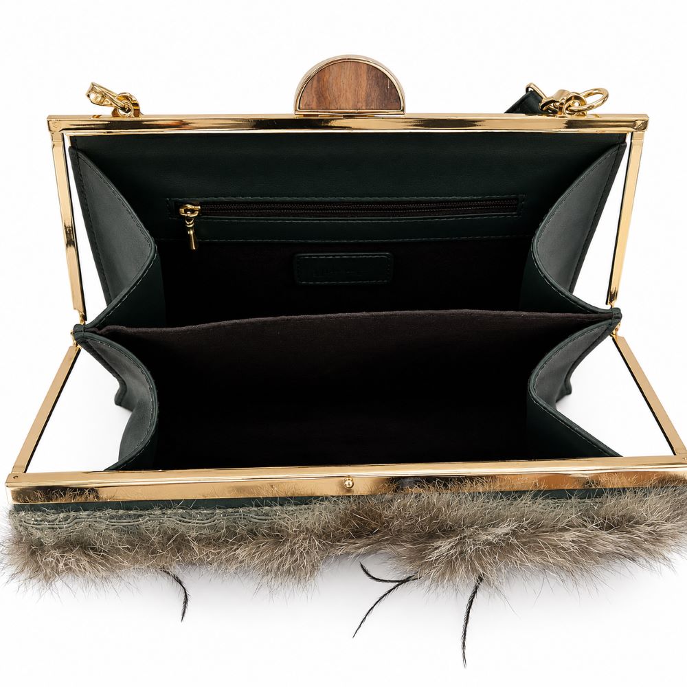 Luxury Faux Fur Frame Clutch Bag