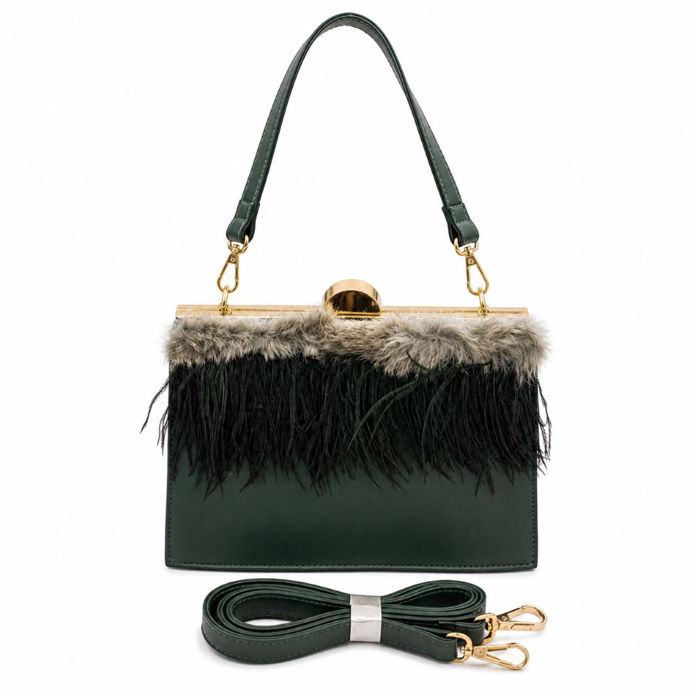 Luxury Faux Fur Frame Clutch Bag