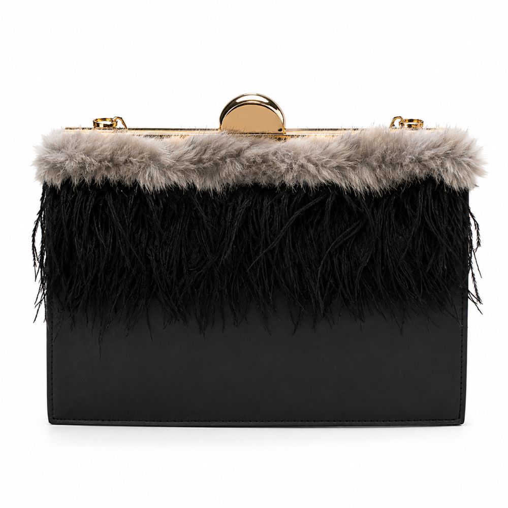 Luxury Faux Fur Frame Clutch Bag