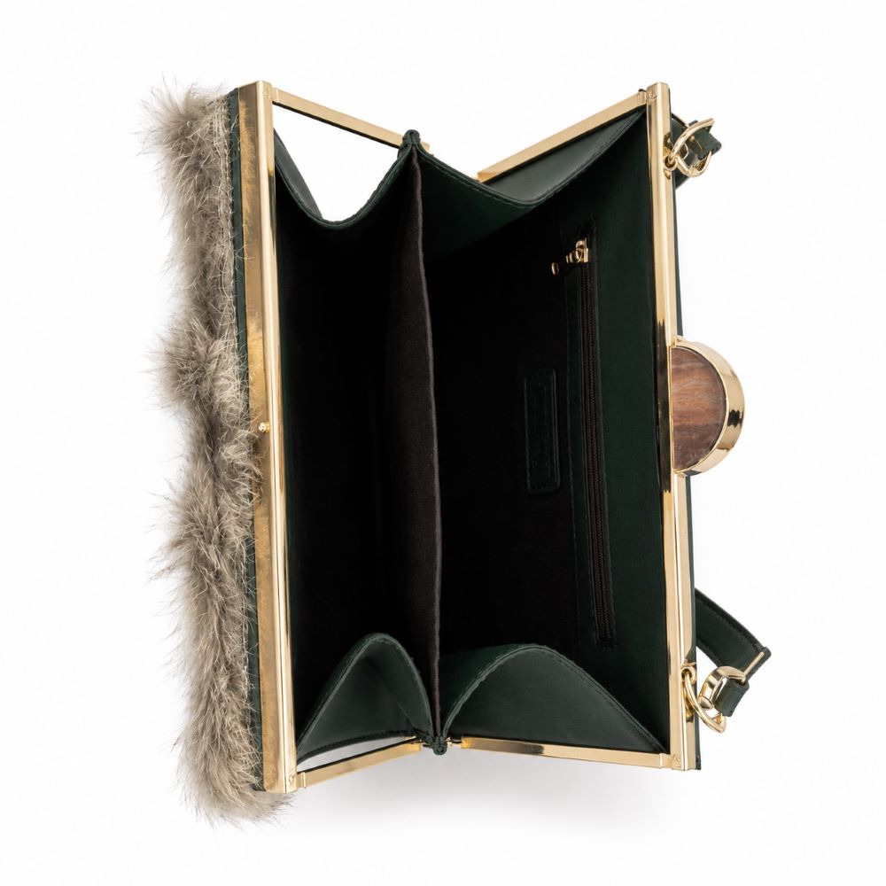 Luxury Faux Fur Frame Clutch Bag