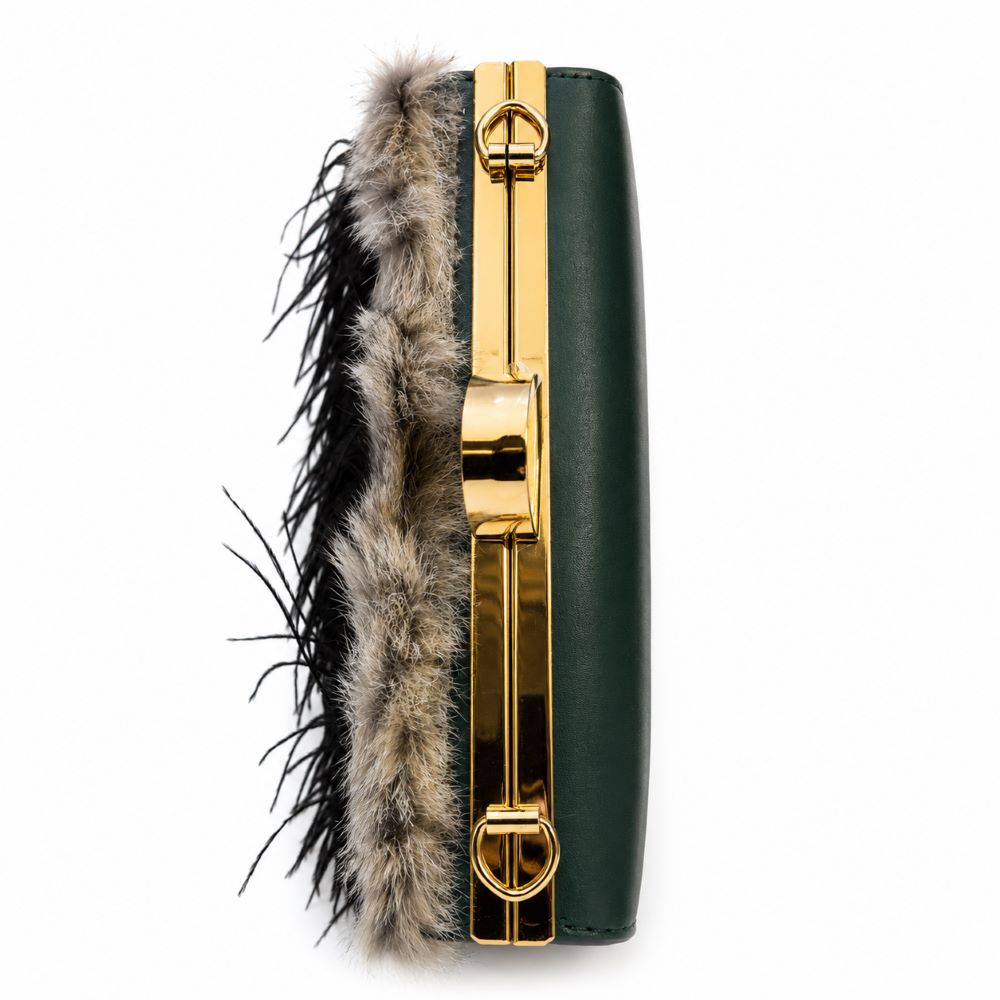 Luxury Faux Fur Frame Clutch Bag
