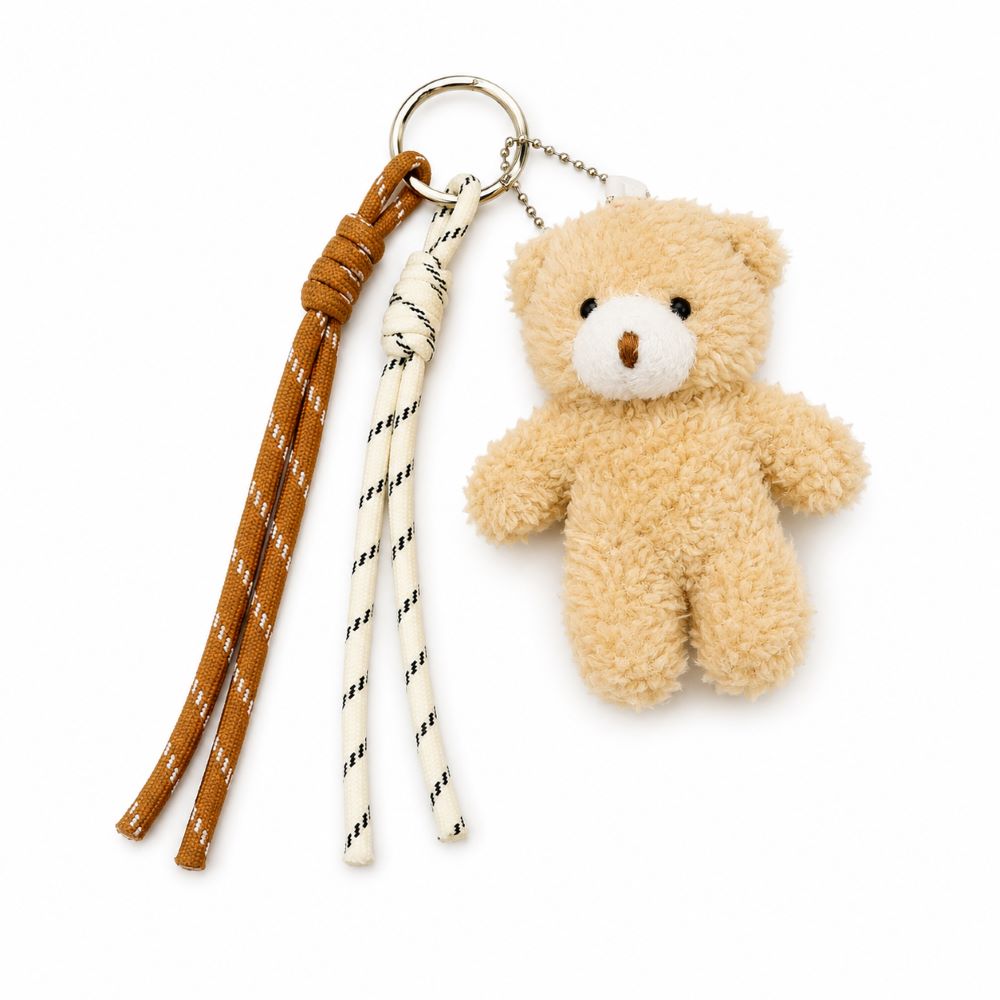 Canvas Tote Bag with Teddy Bear Keychain – Large Shoulder Handbag