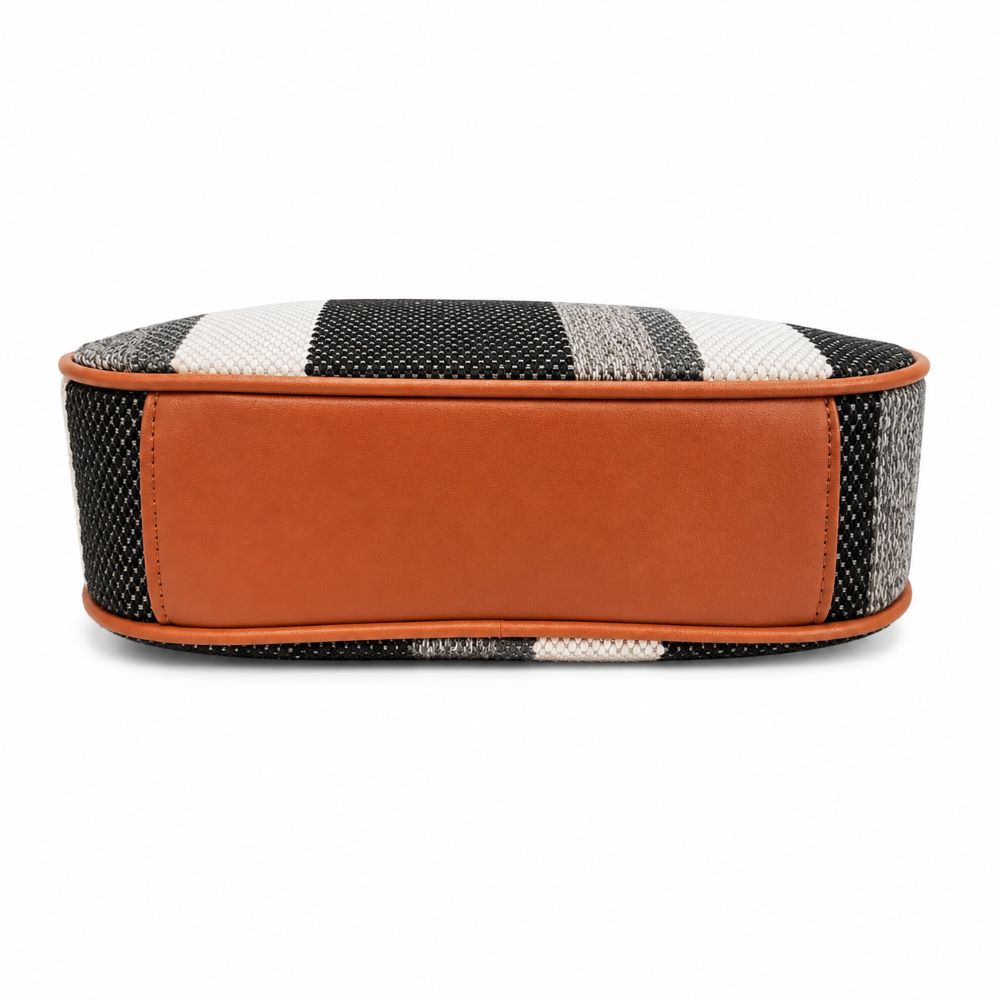 Striped Woven Shoulder & Crossbody Bag with Adjustable Strap