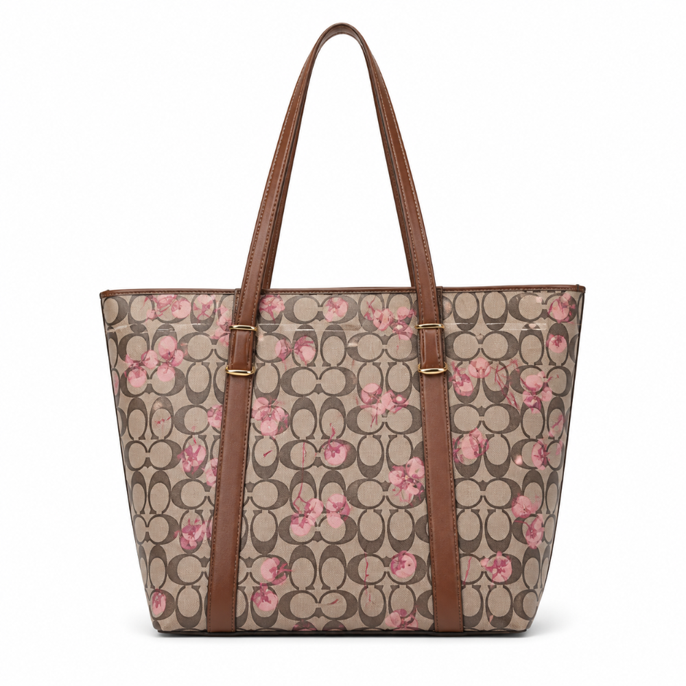 Cherry Print Tote Bag for Women | Large Stylish Shoulder Bag with Zipper Divider