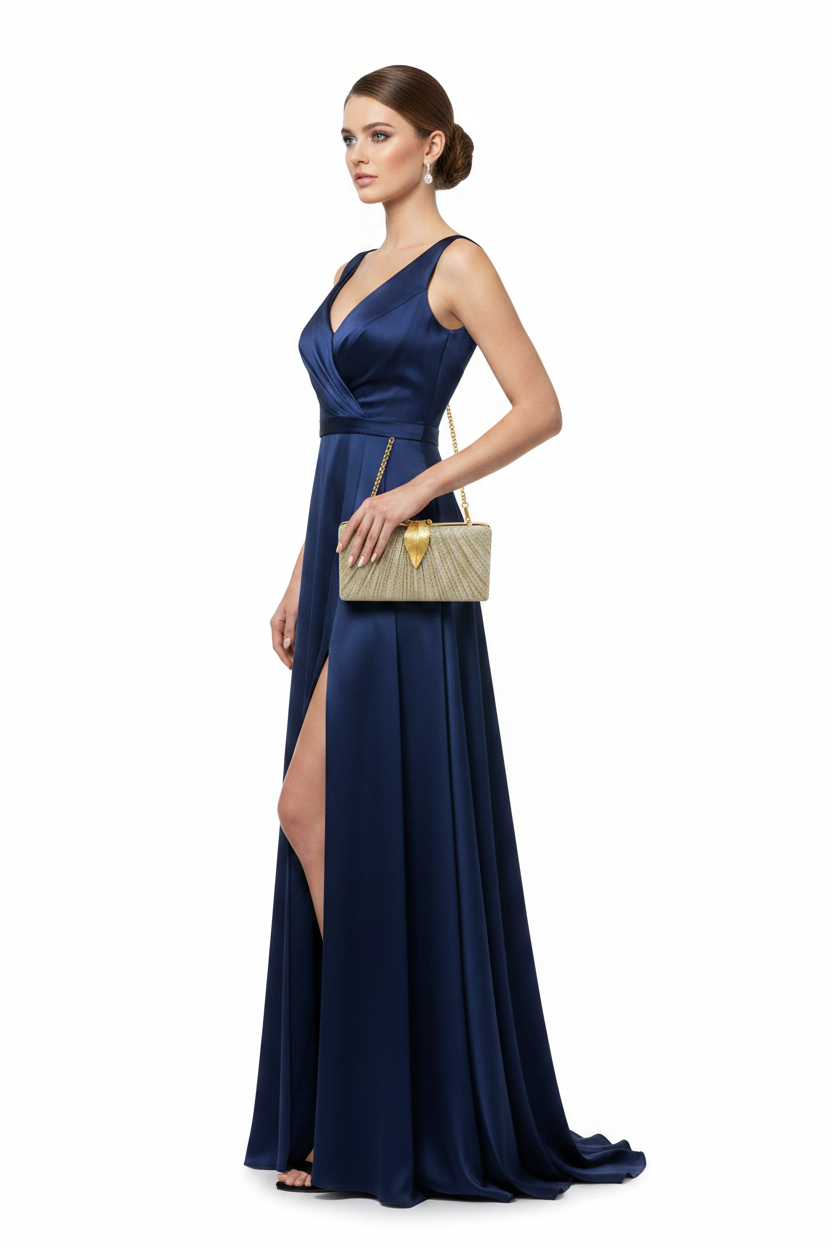 EB033 Gold Glitter Evening Clutch - Model Shot